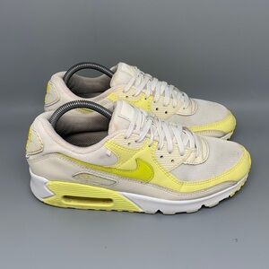 Nike Air Max 90 Sail/Light Voltage Yellow Running Shoes DJ5198‑100 Women’s Sz 10
